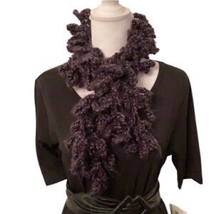 Brand new hand crocheted fuzzy purple Boa scarf